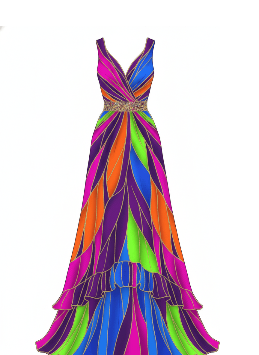 Coloured CAD sketch generated from the reference